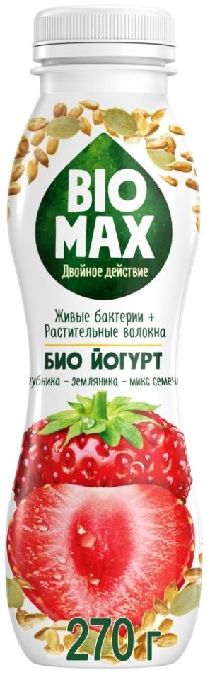 Биойогурт Bio-Max Клубника земляника микс семечек 1.9% 270г