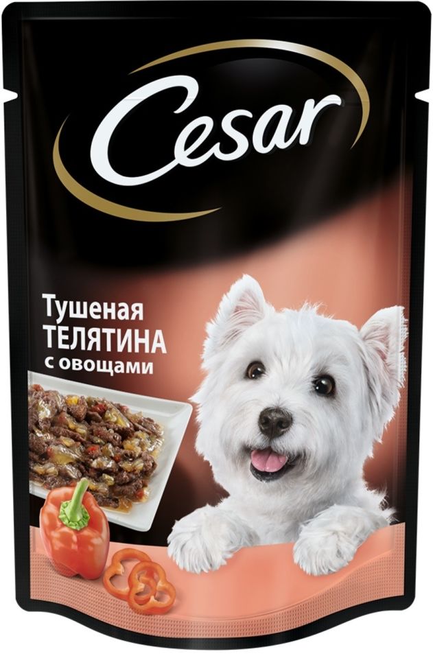 Корм для собак Cesar тушеная телятина с овощами в желе 85г
