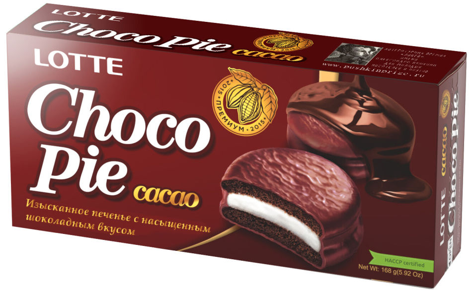 Печенье Lotte Choco Pie Cacao в глазури 6шт*28г