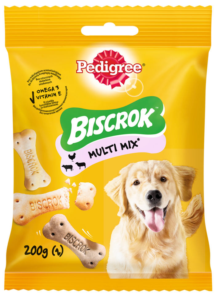 Лакомство для собак Pedigree Biscrok Бисквитные косточки 200г (упаковка 6 шт.)