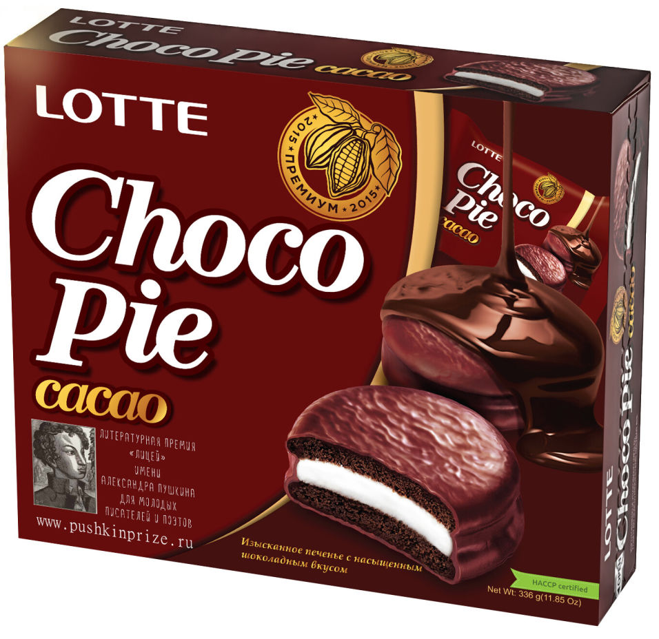 Печенье Lotte Choco Pie Cacao в глазури 12шт*28г