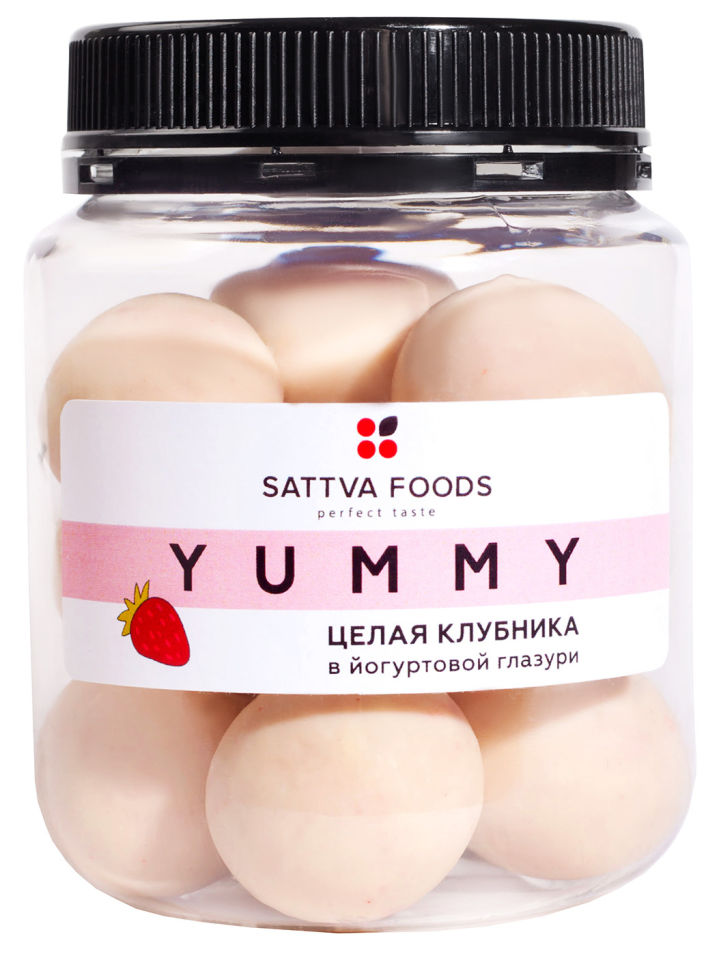 Конфеты Sattva Food Цельная клубника в йогуртовой глазури 120г