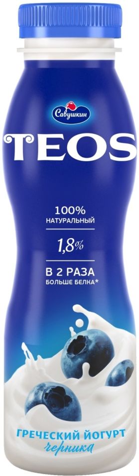 Йогурт питьевой Teos Греческий Черника 1.8% 300г