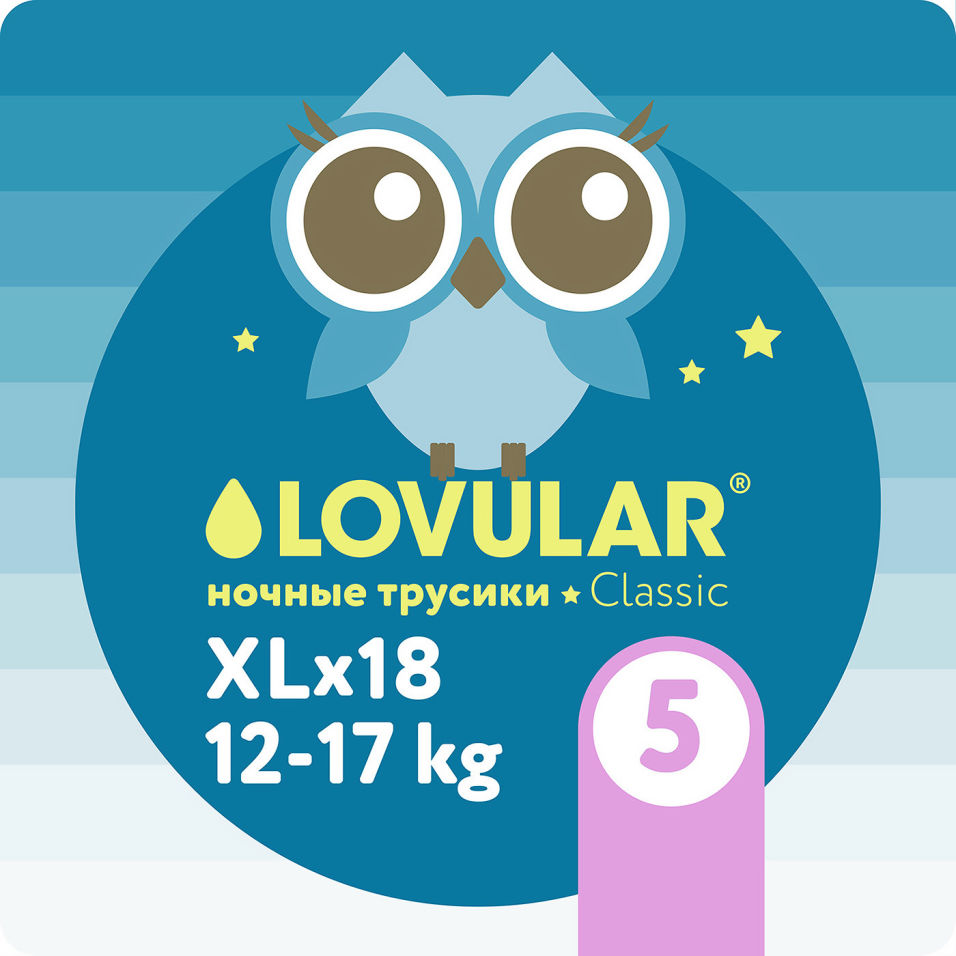 Подгузники-трусики Lovular ночные XL 12-17кг 18шт