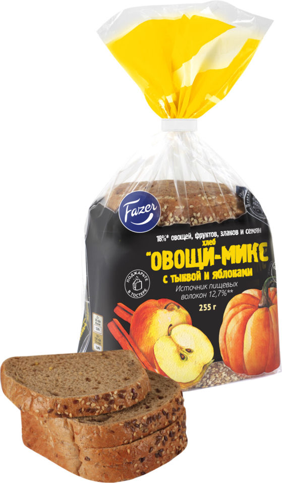 Хлеб Fazer Овощи-микс с тыквой и яблоками 255г