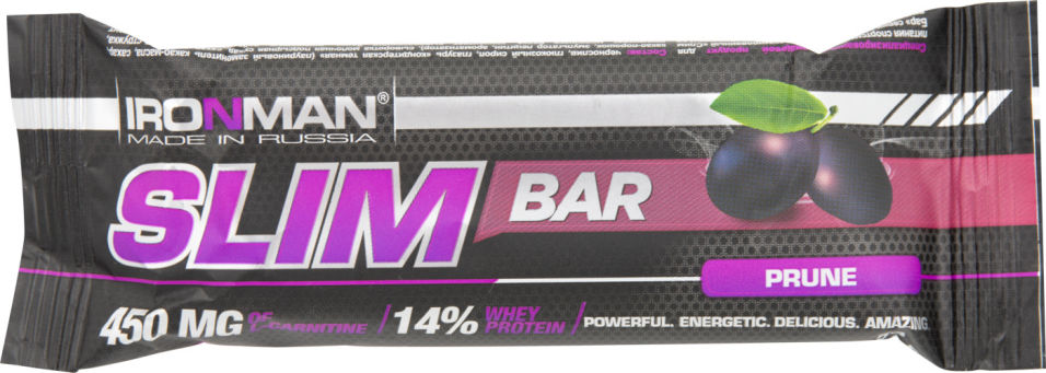 Батончик протеиновый ironMan Slim Bar со вкусом чернослива 50г