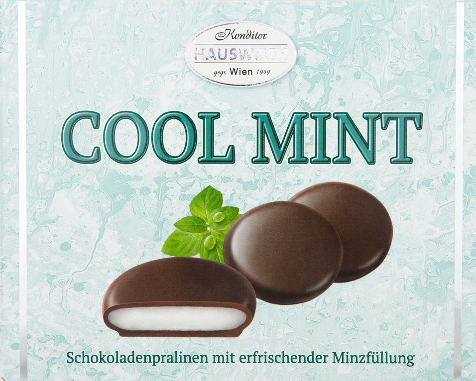 Конфеты Hauswirth Cool Mint с мятной начинкой в темном шоколаде 135г
