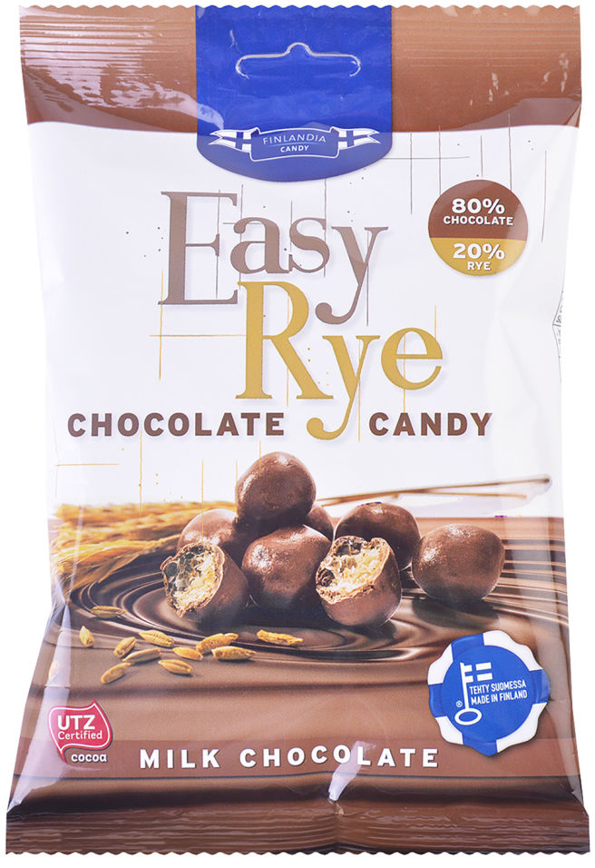 Конфеты Finlandia candy Easy Rye Ржаные шарики в молочном шоколаде 100г