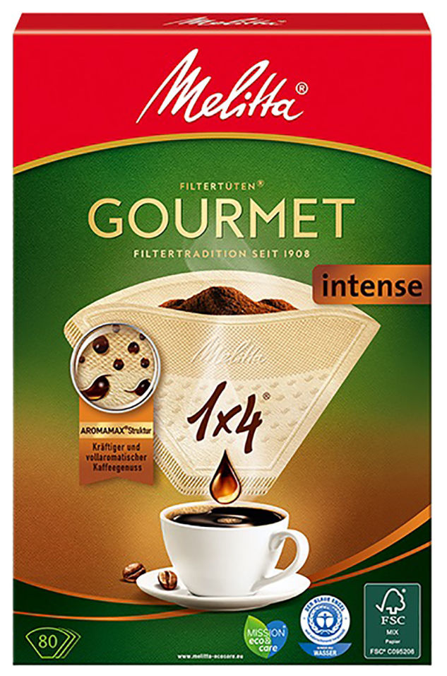 Фильтр-пакеты Melitta Gourmet Intense для заваривания кофе 1*4 80шт