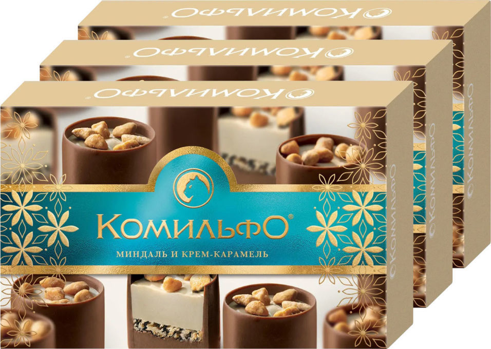 Конфеты Комильфо шоколадные Миндаль и крем-карамель 116г (упаковка 3 шт.)