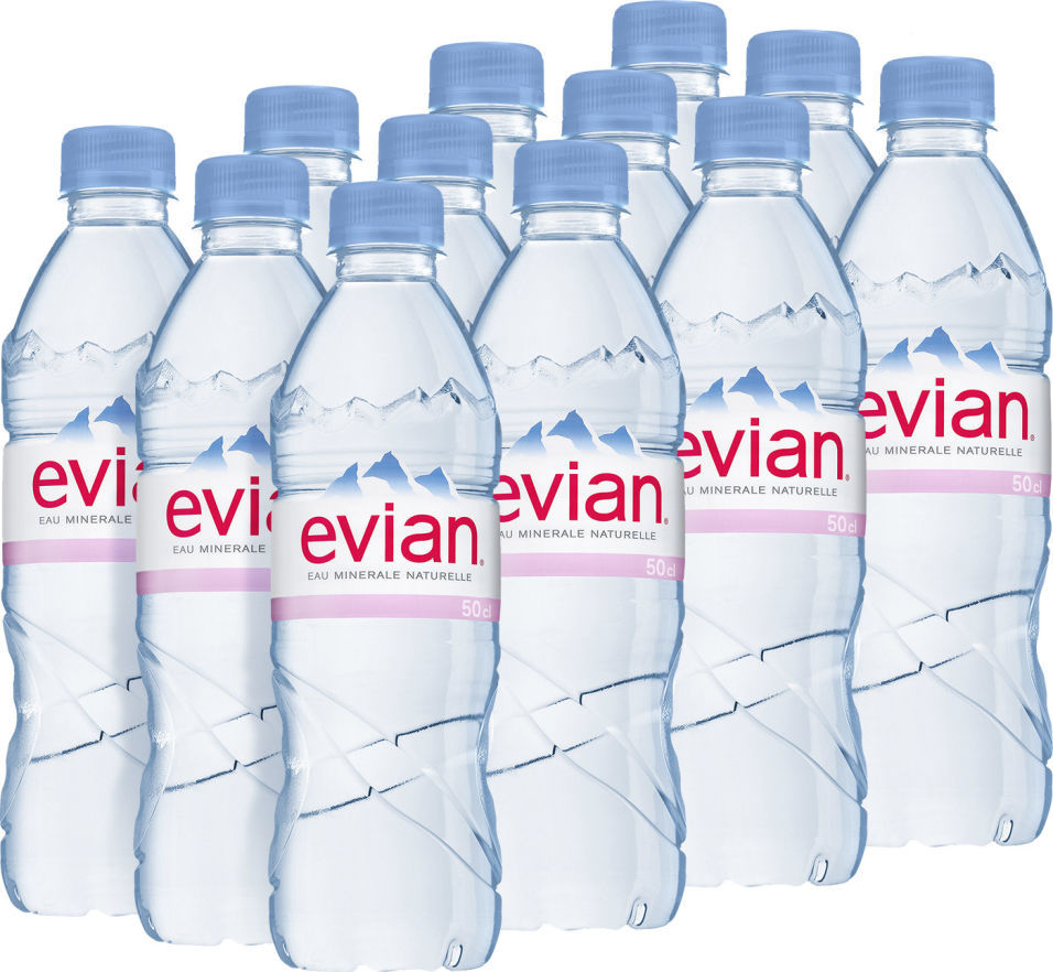 Вода Evian минеральная столовая негазированная 500мл (упаковка 12 шт.)
