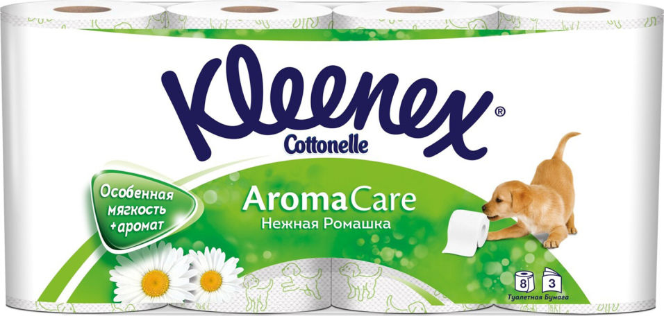 Туалетная бумага Kleenex Aroma Care Нежная ромашка 8 рулонов 3 слоя