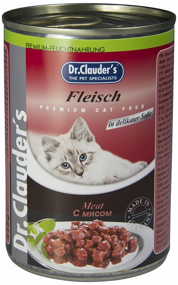 Влажный корм для кошек Dr.Clauders с мясом 415г (упаковка 12 шт.)