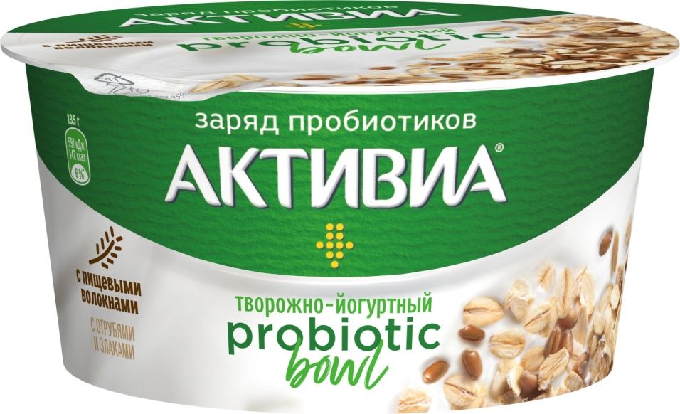 Продукт творожный Активия Отруби злаки 3.5% 135г