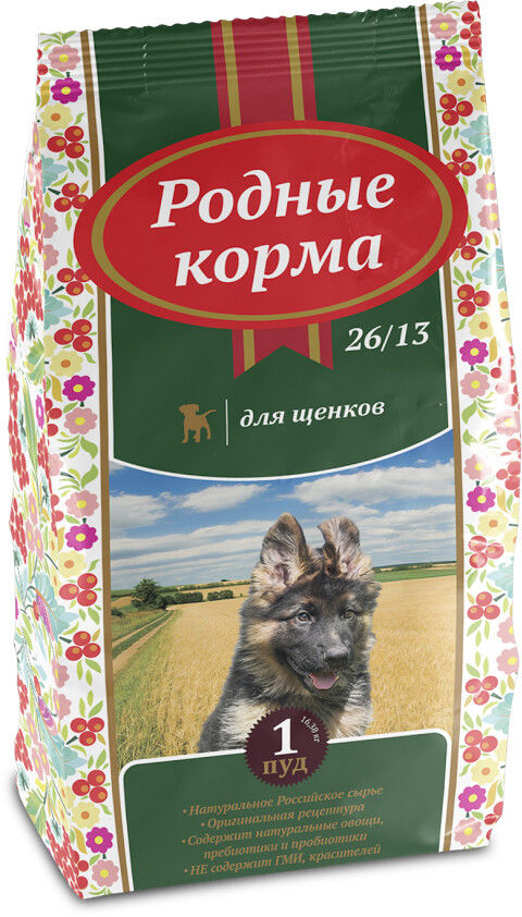 Сухой корм для щенков Родные корма 16.38кг Сухой корм для щенков Родные корма 16.38кг