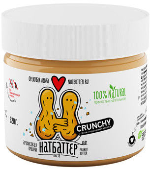 Паста Натбаттер Crunchy арахисовая с солью и кусочками арахиса 320г