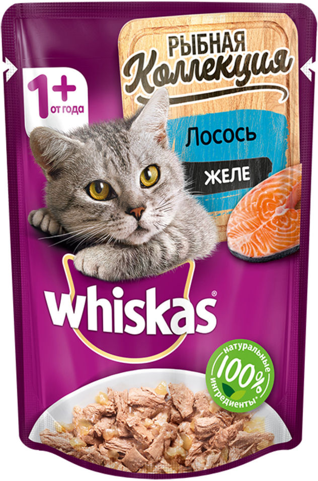 Отзывы о Корме для кошек Whiskas Рыбная коллекция Желе с лососем 85г Отзывы о Корме для кошек Whiskas Рыбная коллекция Желе с лососем 85г