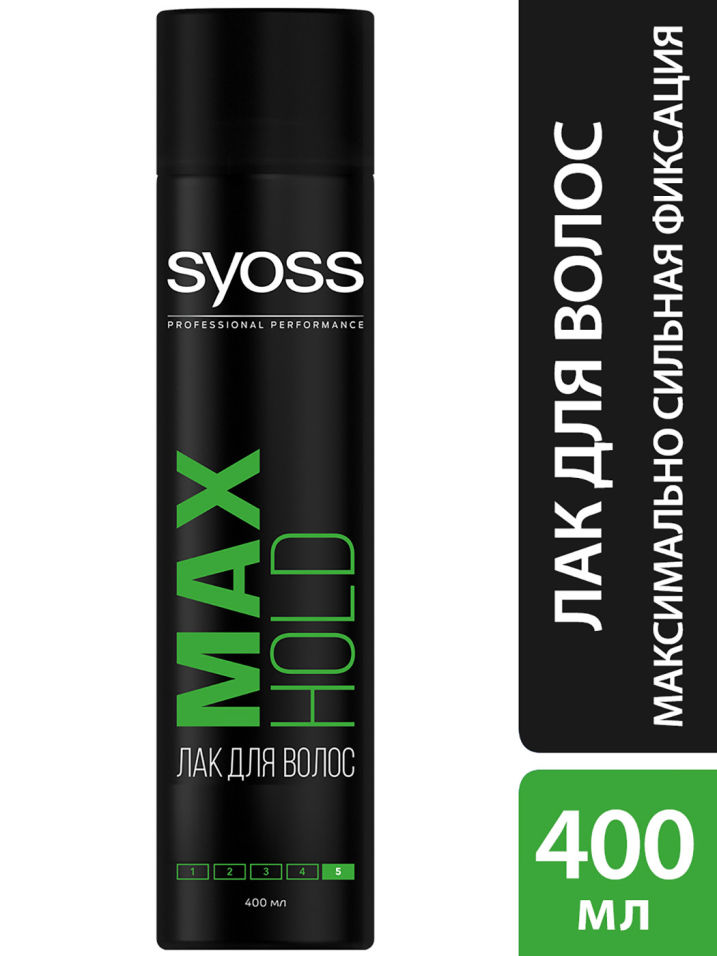 Лак для укладки волос Syoss Max Hold Максимальная стойкость без склеивания Максимально сильная фиксация 5 400мл