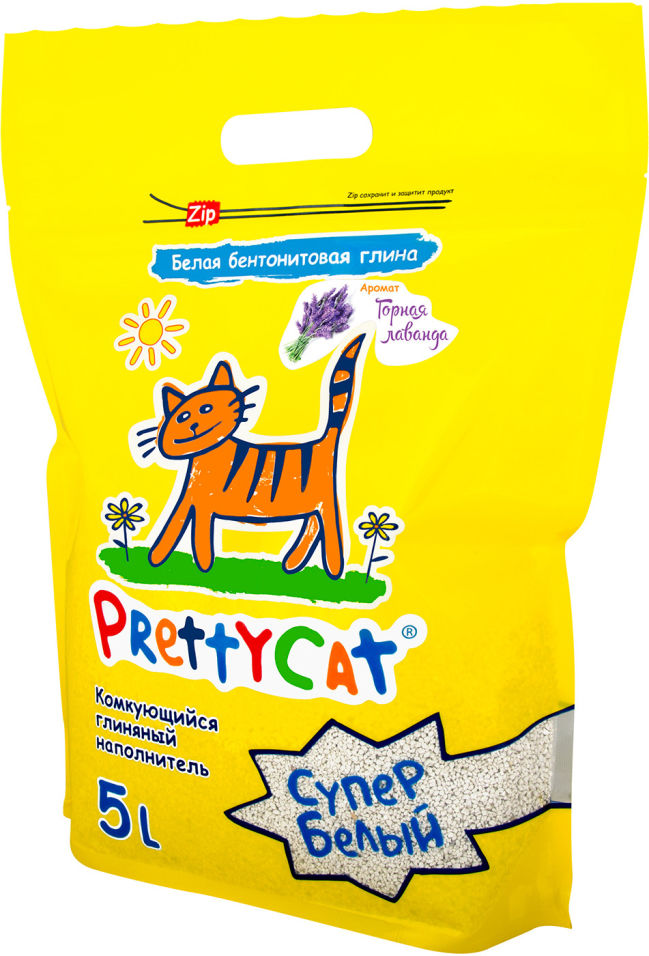 Наполнитель для кошачьего туалета PrettyCat Супер белый комкующийся Лаванда 5л Наполнитель для кошачьего туалета PrettyCat Супер белый комкующийся Лаванда 5л
