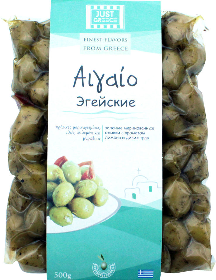 Оливки Just Greece Эгейские 500г