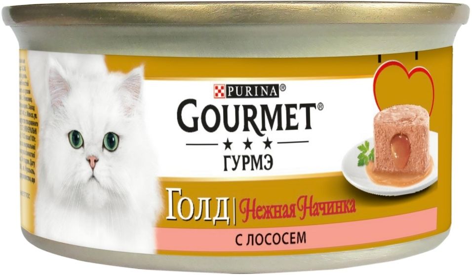 Корм для кошек Gourmet Gold Нежная начинка с лососем 85г Корм для кошек Gourmet Gold Нежная начинка с лососем 85г