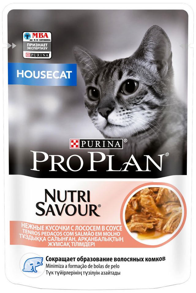 Корм для кошек Pro Plan Nutri Savour Housecat с лососем в соусе 85г Корм для кошек Pro Plan Nutri Savour Housecat с лососем в соусе 85г