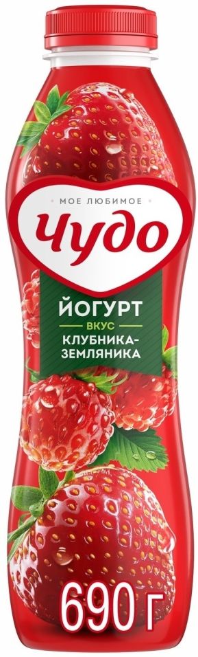 Йогурт питьевой Чудо Клубника-земляника 24 690мл 140₽