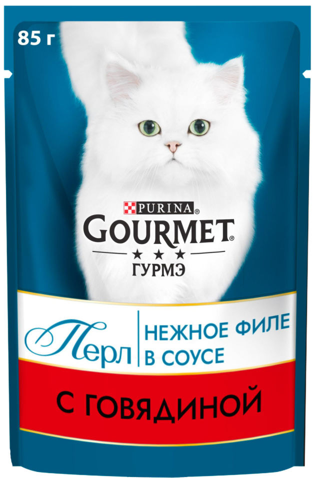 Корм для кошек Gourmet Perle Мини-филе с говядиной в подливе 85г Корм для кошек Gourmet Perle Мини-филе с говядиной в подливе 85г