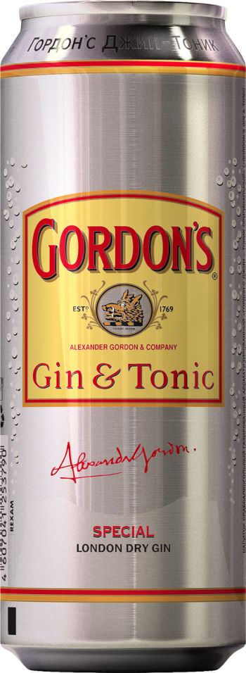 Отзывы о Коктейле Gordon's Gin&Tonic 7.1% 0.45л