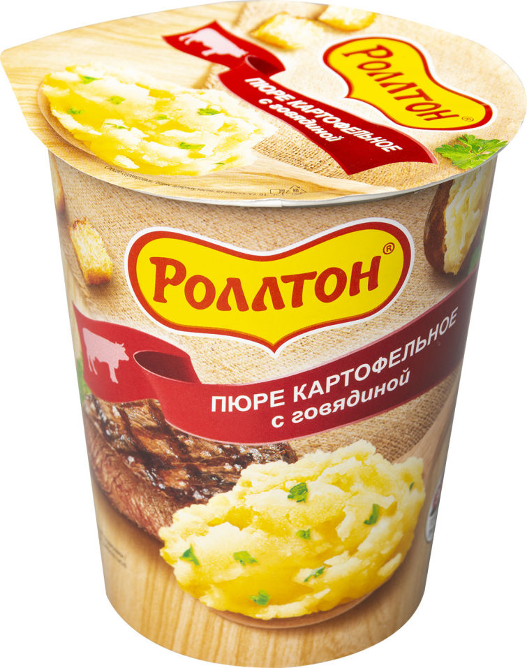 Пюре Роллтон картофельное с говядиной и сухариками 55г