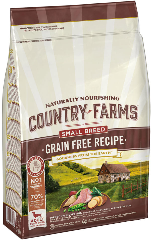 Сухой корм для собак мелких пород Country Farms Grain Free Reсipe с индейкой 2.5кг