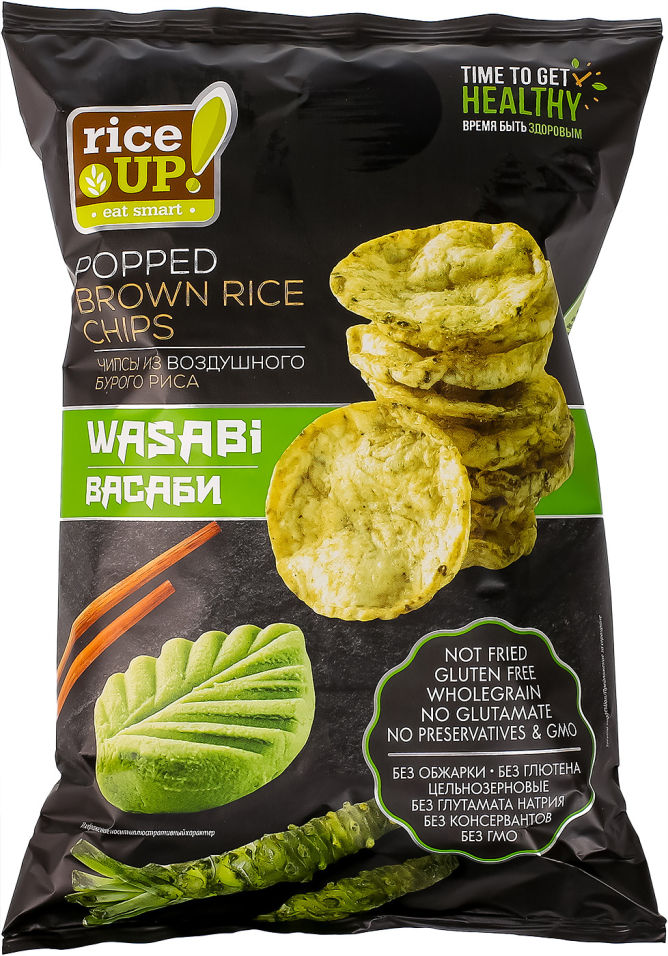 Чипсы Rice Up из бурого риса со вкусом васаби 60г