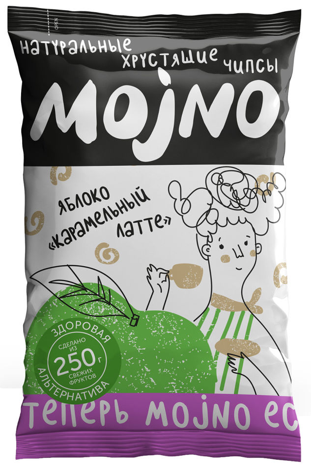 Чипсы MOjNO натуральные Яблоко Карамельный латте 50г