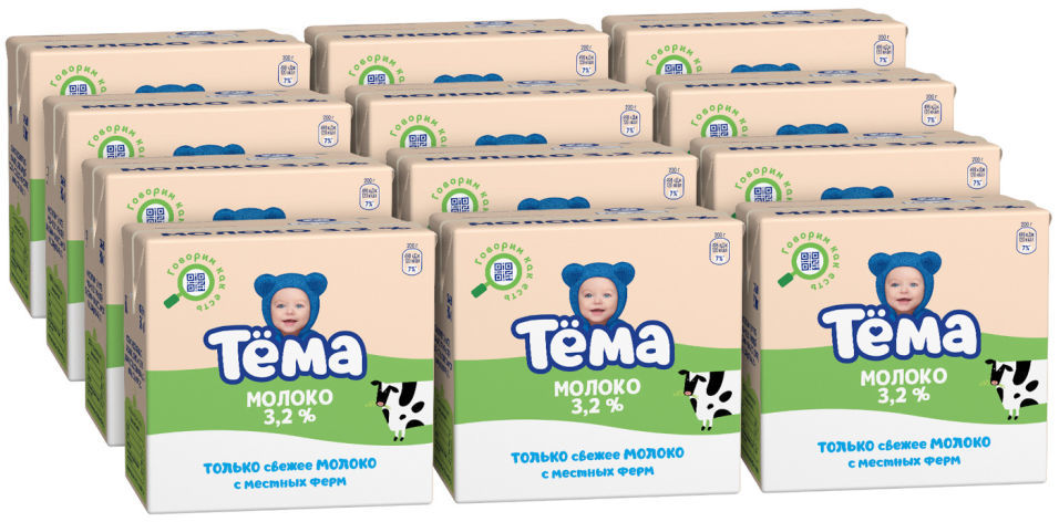 Молоко детское Тема 3.2% ультрапастеризованное 500мл (упаковка 12 шт.)