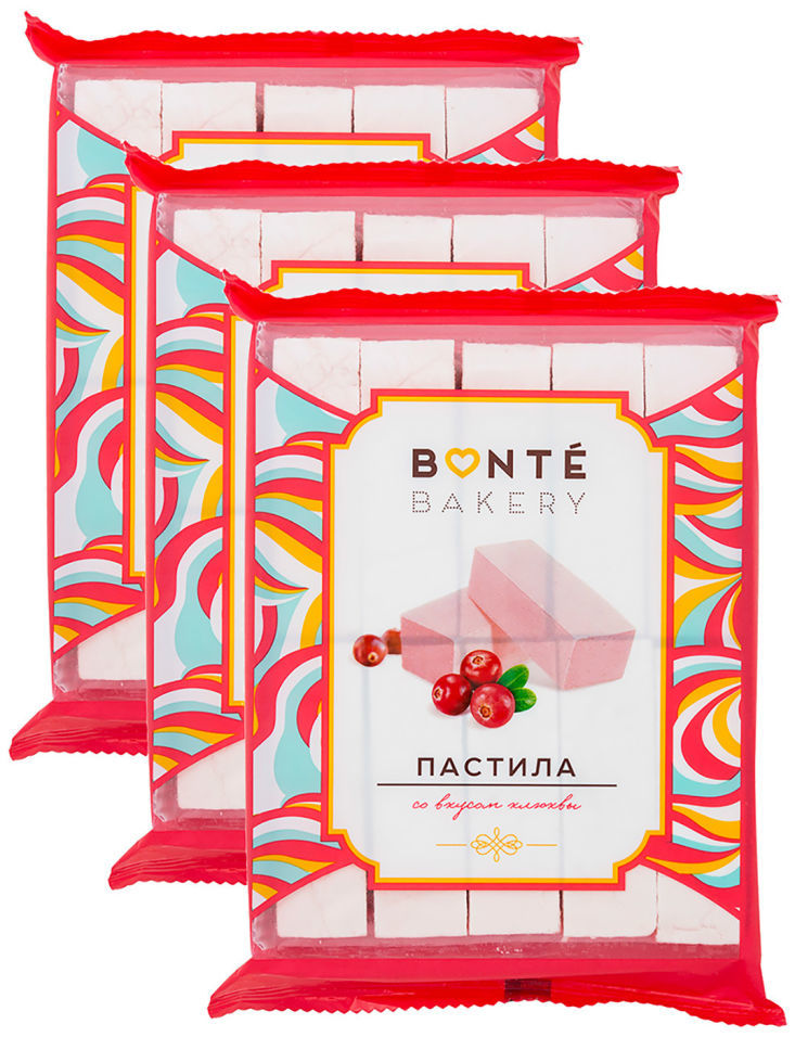 Пастила Bonte Bakery со вкусом клюквы 220г (упаковка 3 шт.)