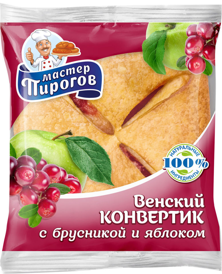 Конвертик Мастер Пирогов Венский с брусникой и яблоком 70г
