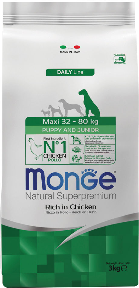 Корм для щенков Monge Dog Maxi для крупных пород 3кг Корм для щенков Monge Dog Maxi для крупных пород 3кг