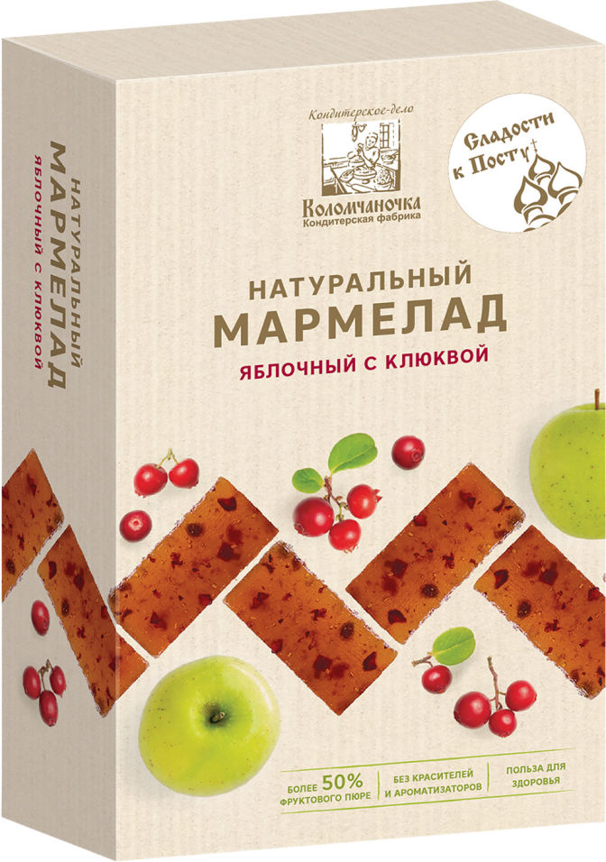 Мармелад Коломчаночка Резаный яблочный с клюквой 160г