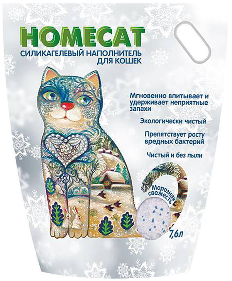 Наполнитель для кошачьего туалета Homecat Мороз 7.6л Наполнитель для кошачьего туалета Homecat Мороз 7.6л