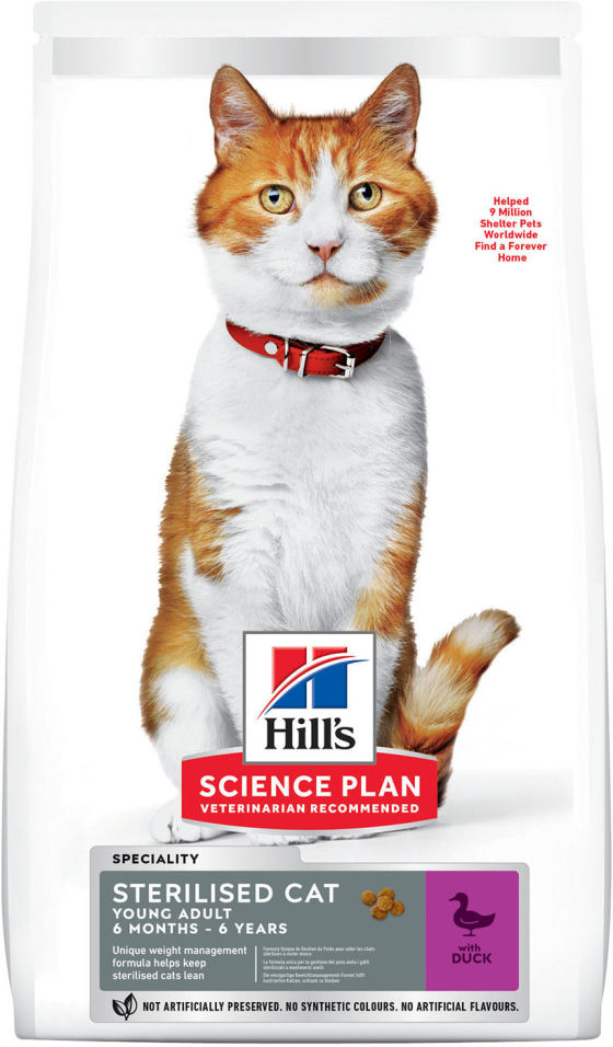 Сухой корм для кошек Hills Science Plan Sterilised Cat для стерилизованных с уткой 10кг Сухой корм для кошек Hills Science Plan Sterilised Cat для стерилизованных с уткой 10кг
