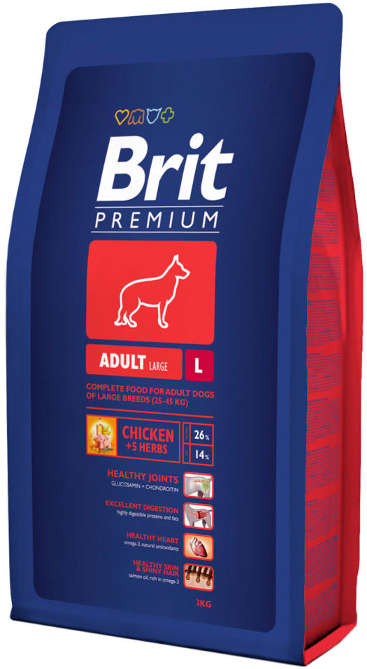 Сухой корм для собак Brit Premium Adult Large с курицей 3кг Сухой корм для собак Brit Premium Adult Large с курицей 3кг