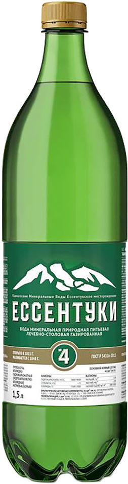 Вода Ессентуки №4 минеральная лечебно-столовая газированная 1.5л