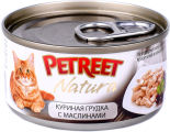 Влажный корм для кошек Petreet Куриная грудка с оливками 70г