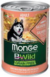 Влажный корм для взрослых собак Monge BWild Grain Free беззерновой из лосося с тыквой и кабачками, консервы 400г