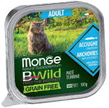 Влажный корм для кошек Monge BWild Grain Free беззерновой из анчоусов с овощами 100г