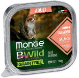 Влажный корм для кошек Monge BWild Grain Free беззерновой из лосося с овощами 100г