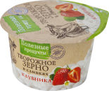 Творожное зерно Полезные продукты с клубникой в сливках 5% 150г Творожное зерно Полезные продукты с клубникой в сливках 5% 150г