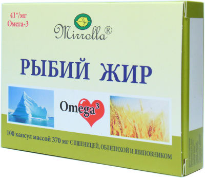 Рыбий жир Мирролла с пшеницей облепихой и шиповником 100 капсул