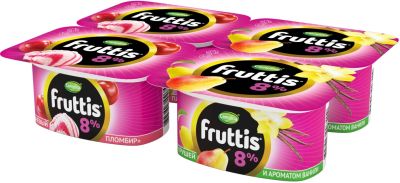Продукт йогуртный Fruttis Суперэкстра Вишневый пломбир Груша-аромат ванили 8% 4шт*115г
