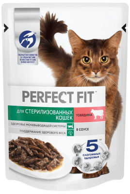 Корм для кошек Perfect Fit Говядина в соусе 75г